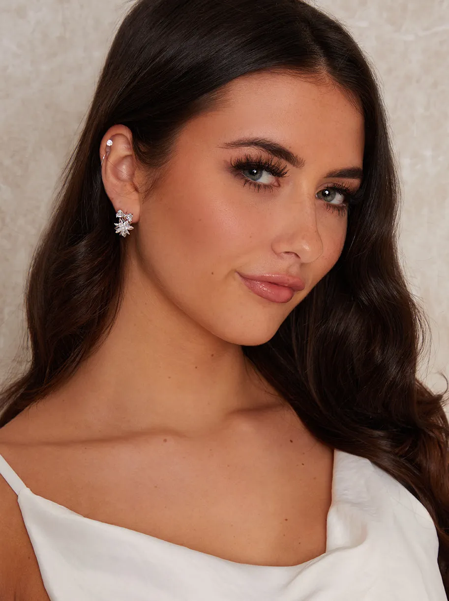 Diamante Star Earrings in Silver Tone sold by Chi Chi London