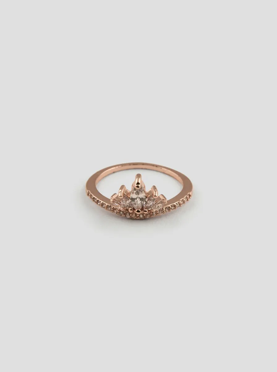 Diamante Crown Ring in Rose Gold Tone sold by Chi Chi London