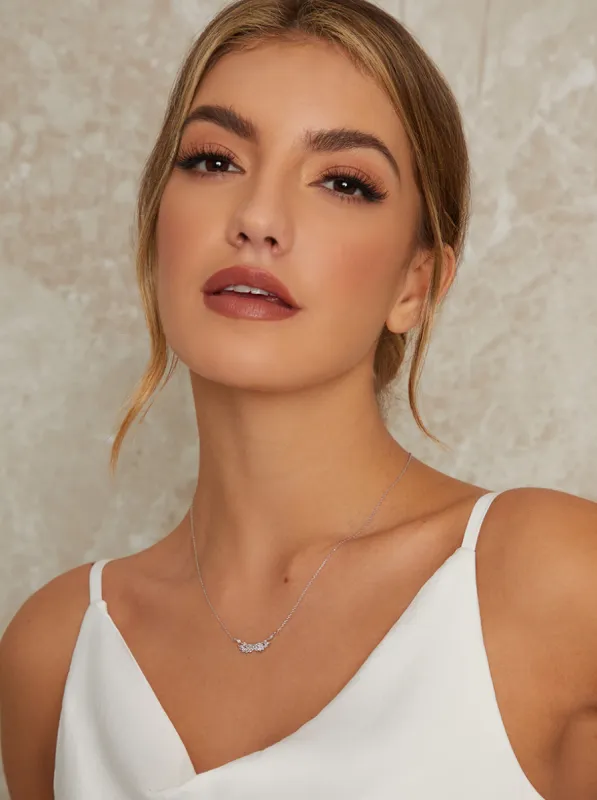 Diamante Angel Wings Necklace In Silver Tone sold by Chi Chi London