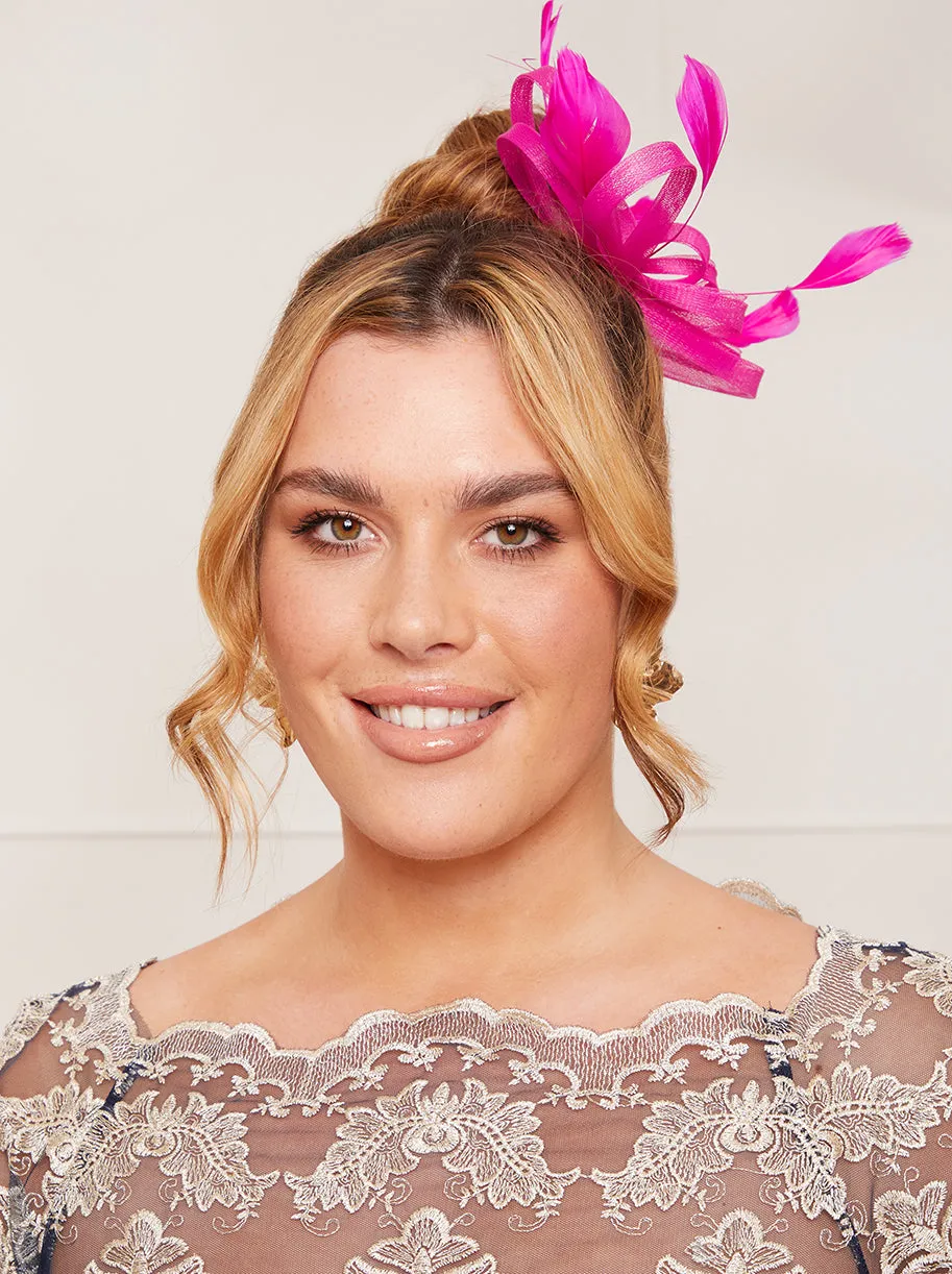 Mesh Feather Detail Fascinator in Pink sold by Chi Chi London product image thumbnail 3