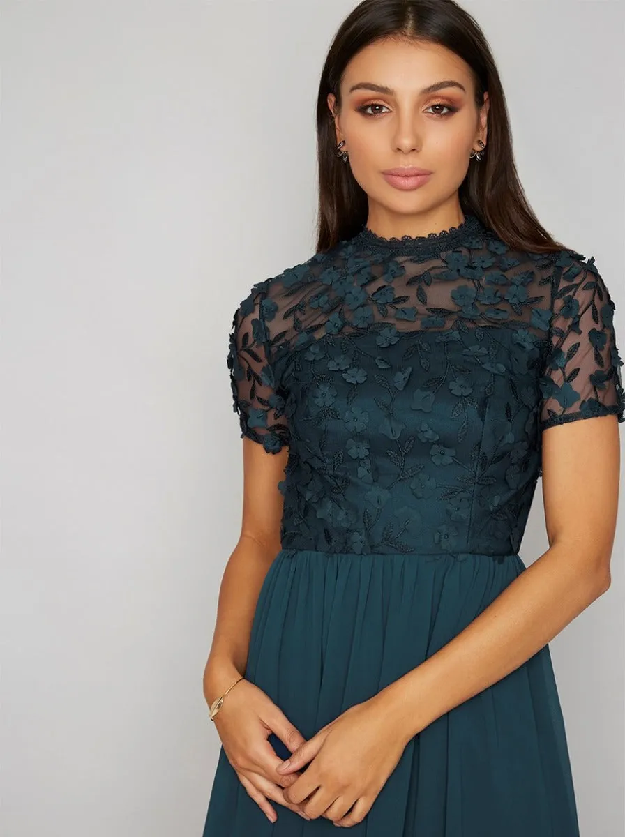 3D Lace Bodice Midi Dress in Green sold by Chi Chi London product image thumbnail 2
