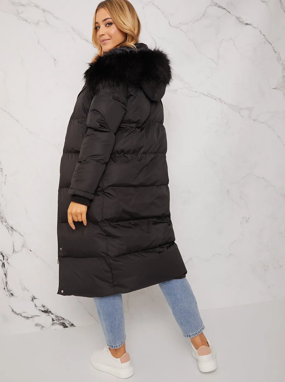 Longline Puffer Coat with Black Fur Hood sold by Chi Chi London product image thumbnail 3