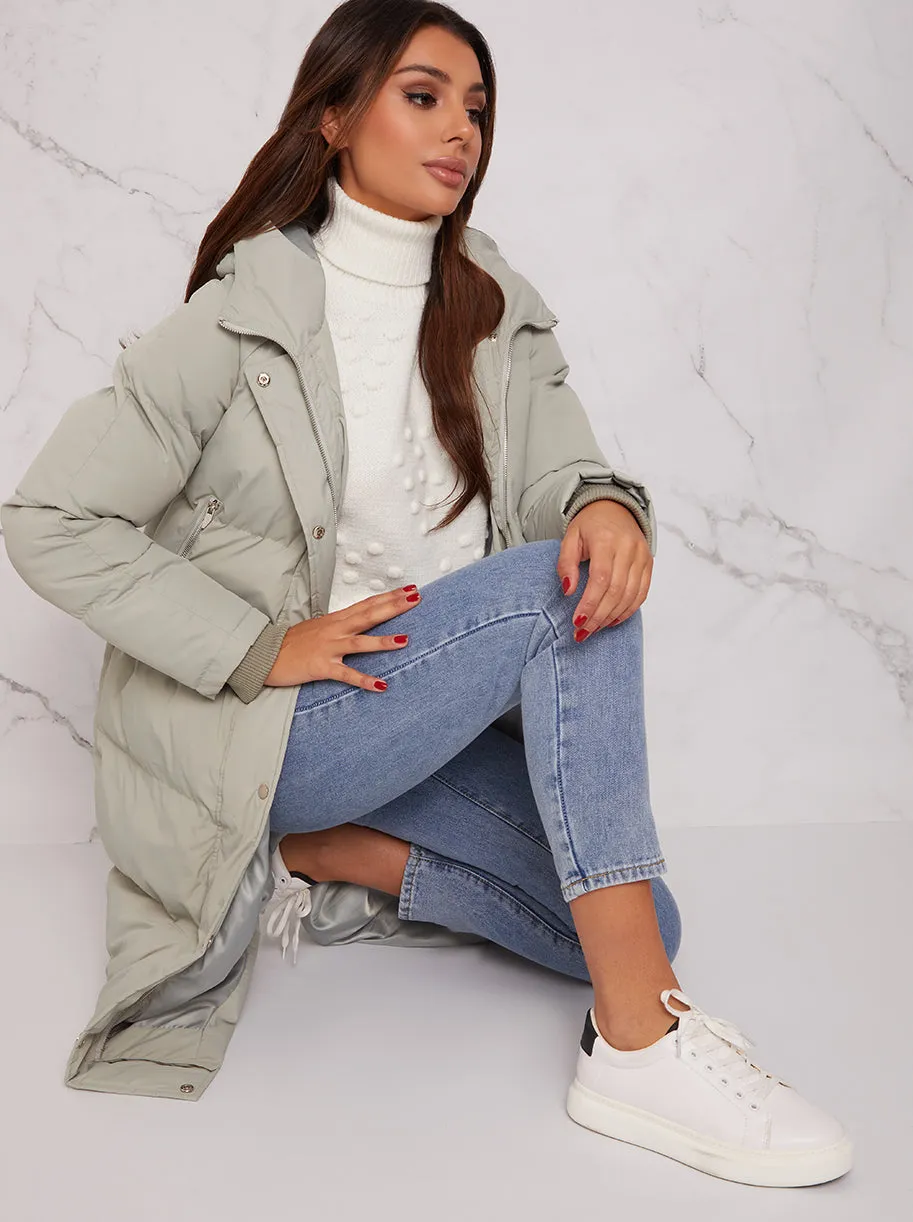 Longline Puffer Coat in Green sold by Chi Chi London product image thumbnail 2
