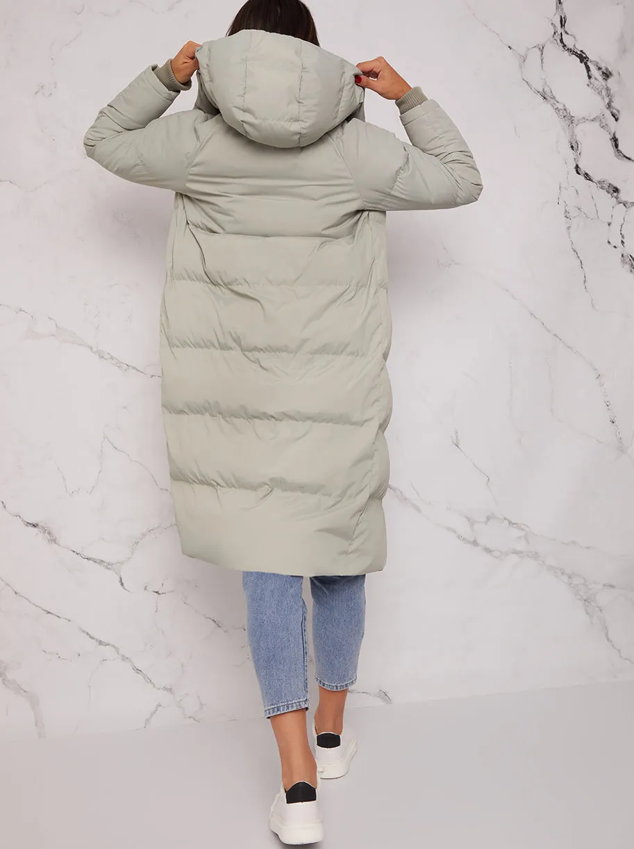 Longline Puffer Coat in Green sold by Chi Chi London product image thumbnail 3