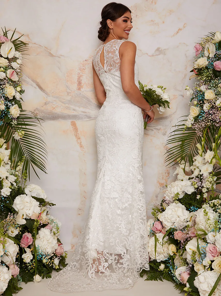 Sleeveless Premium Lace Wedding Dress in White sold by Chi Chi London product image thumbnail 2