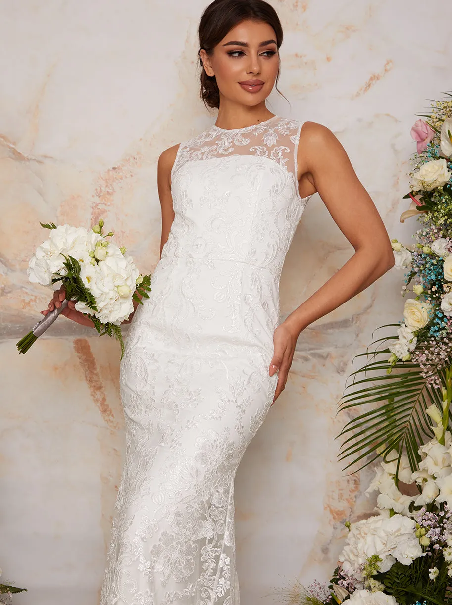 Sleeveless Premium Lace Wedding Dress in White sold by Chi Chi London product image thumbnail 4