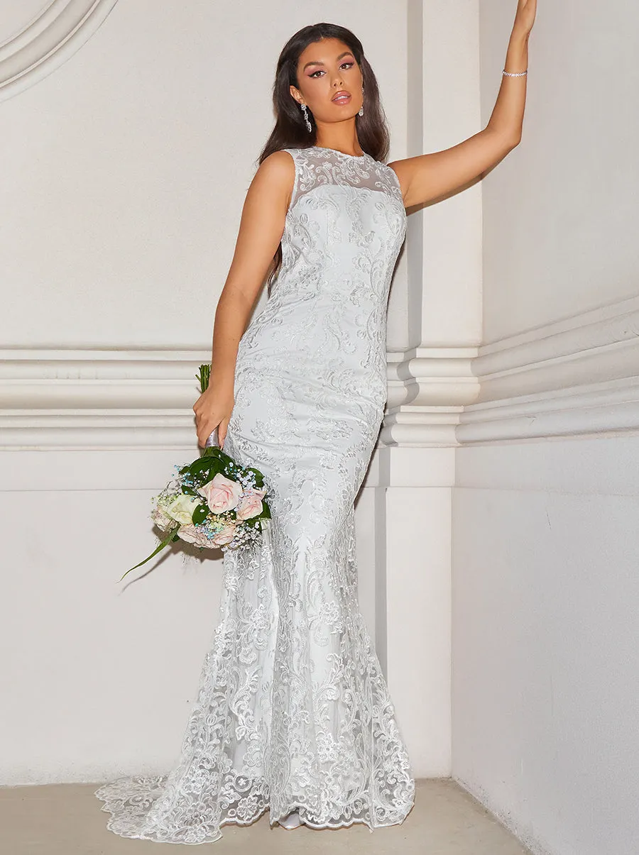 Sleeveless Premium Lace Wedding Dress in White sold by Chi Chi London product image thumbnail 5