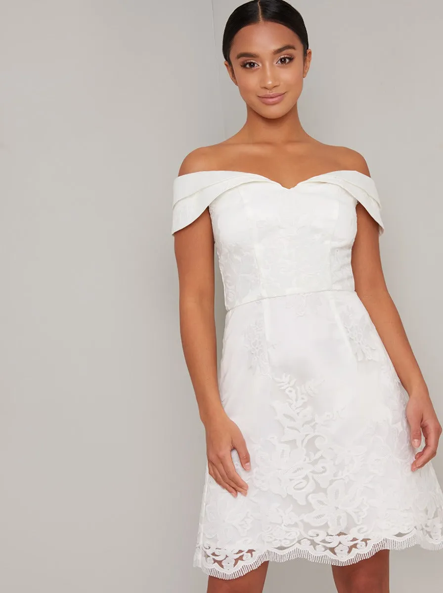 Petite Embroidered Overlay Mini Dress in White sold by Chi Chi London product image thumbnail 4