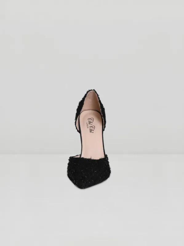 High Heel Sparkle Court Shoes in Black sold by Chi Chi London