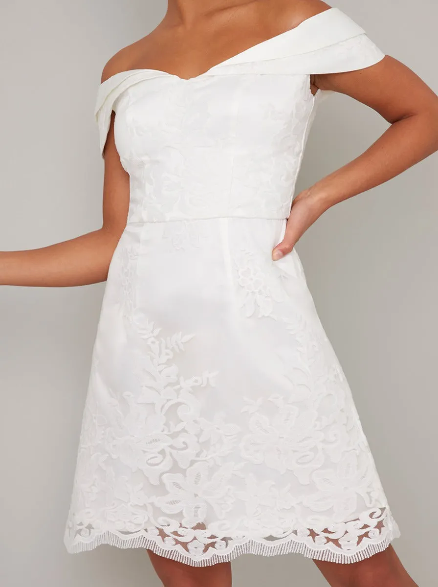 Petite Embroidered Overlay Mini Dress in White sold by Chi Chi London product image thumbnail 2