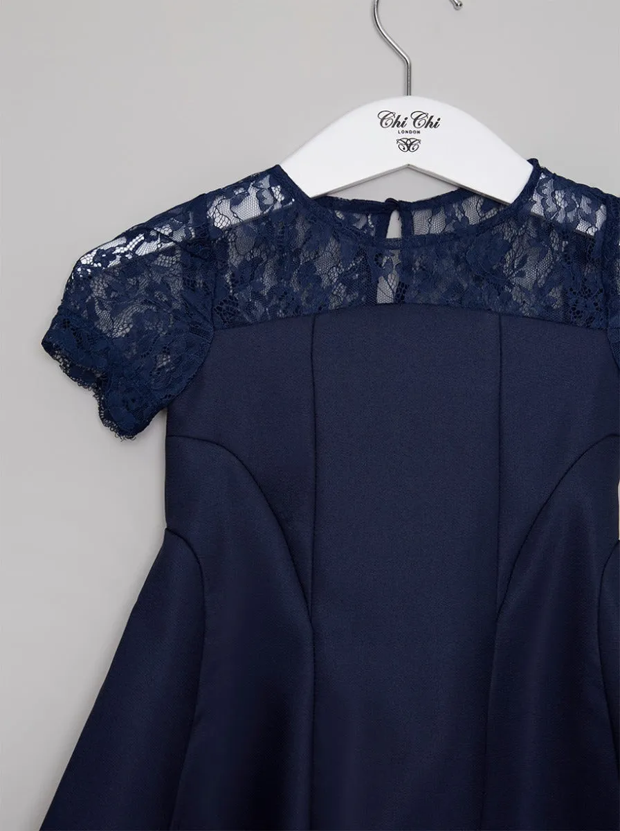 Girls Lace Midi Dress in Blue sold by Chi Chi London product image thumbnail 2