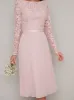 Tall Lace Bodice Pleat Midi Dress in Pink sold by Chi Chi London
