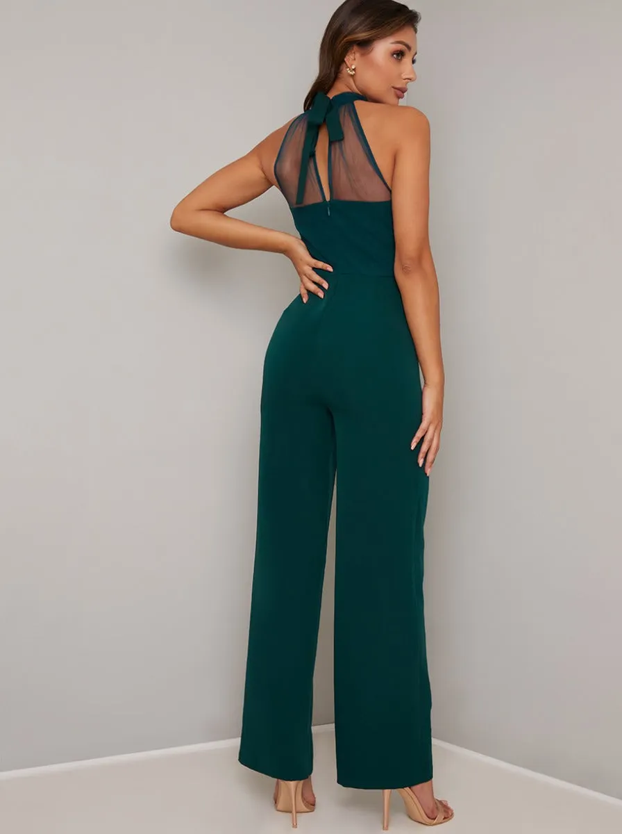 Halter Neck Jumpsuit with Wide Leg Trousers in Green sold by Chi Chi London product image thumbnail 4
