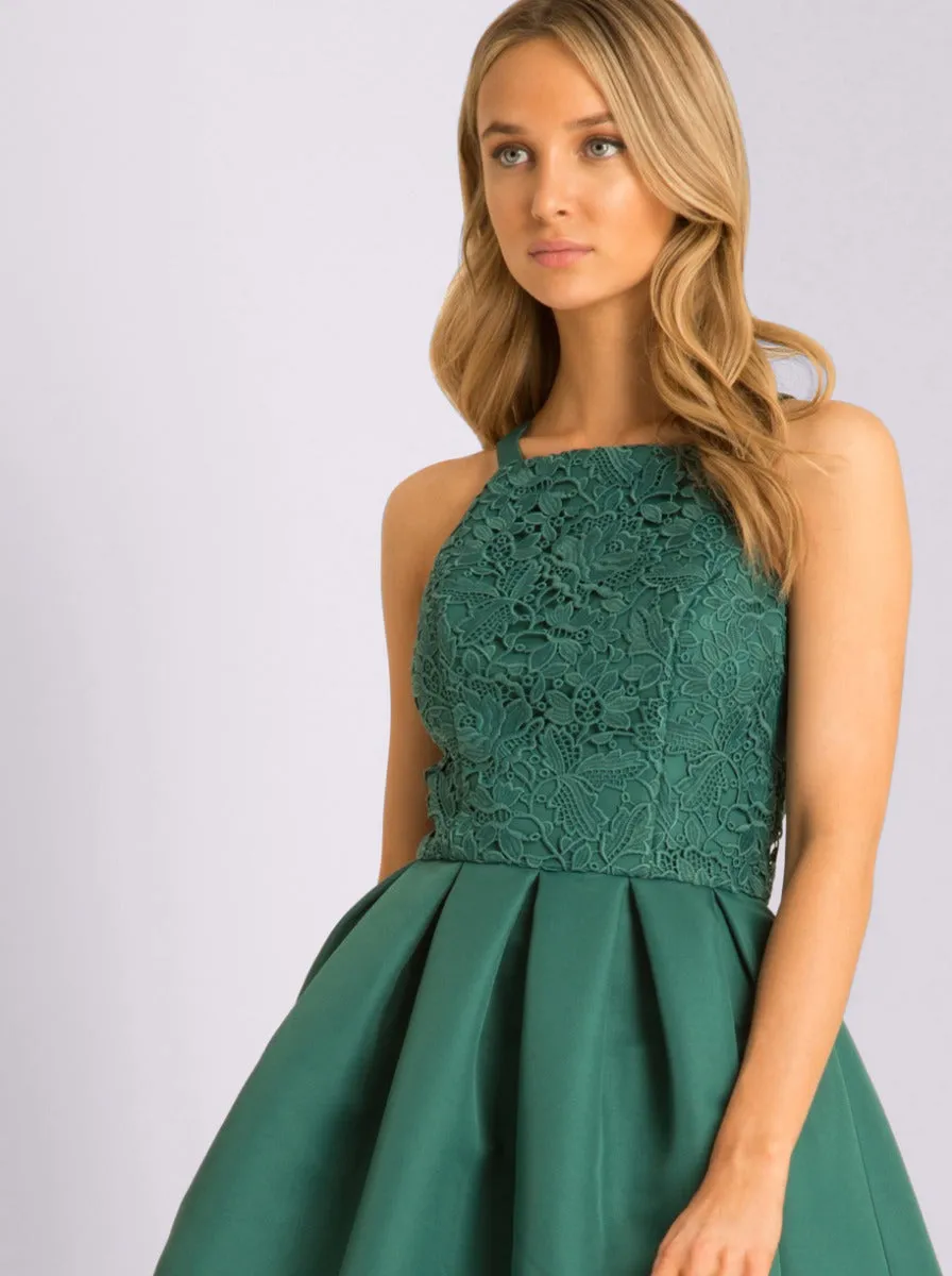 Lace Bodice Detail Mini Dress in Green sold by Chi Chi London product image thumbnail 3