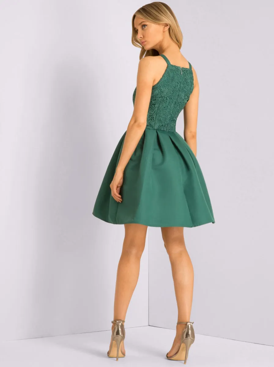 Lace Bodice Detail Mini Dress in Green sold by Chi Chi London product image thumbnail 4