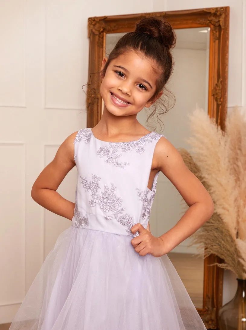 Younger Girls Embroidered Midi Dress in Lilac sold by Chi Chi London product image thumbnail 4