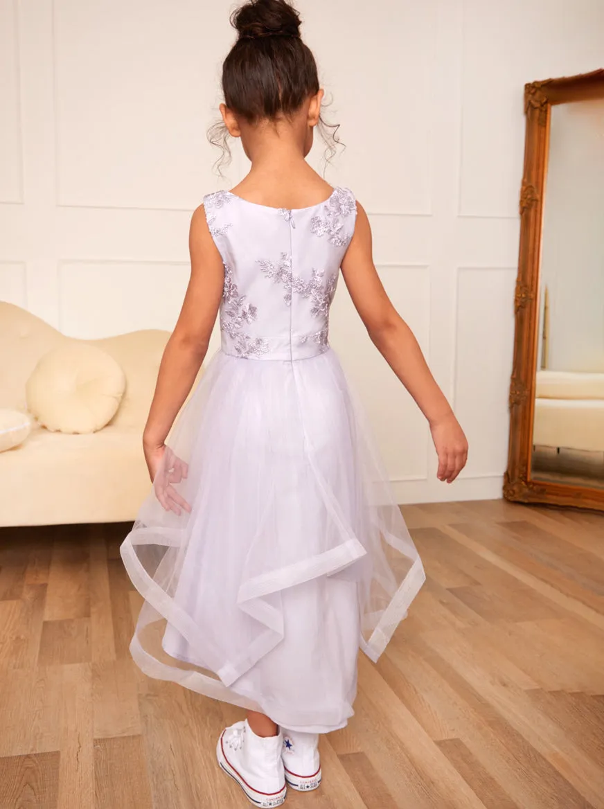Younger Girls Embroidered Midi Dress in Lilac sold by Chi Chi London product image thumbnail 3