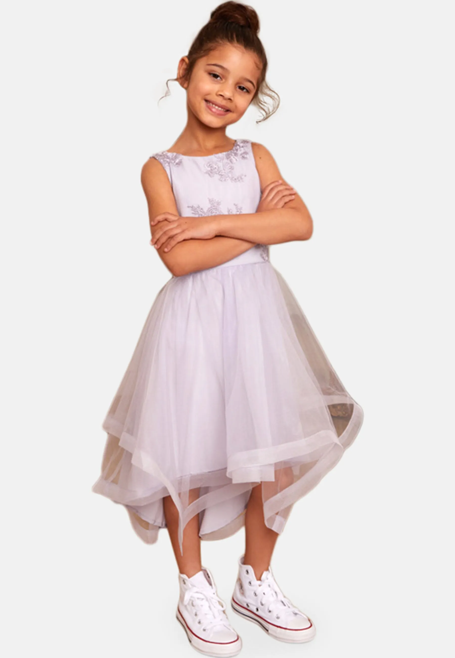 Younger Girls Embroidered Midi Dress in Lilac sold by Chi Chi London product image thumbnail 5