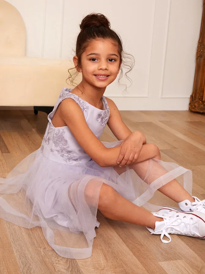Younger Girls Embroidered Midi Dress in Lilac sold by Chi Chi London product image thumbnail 2
