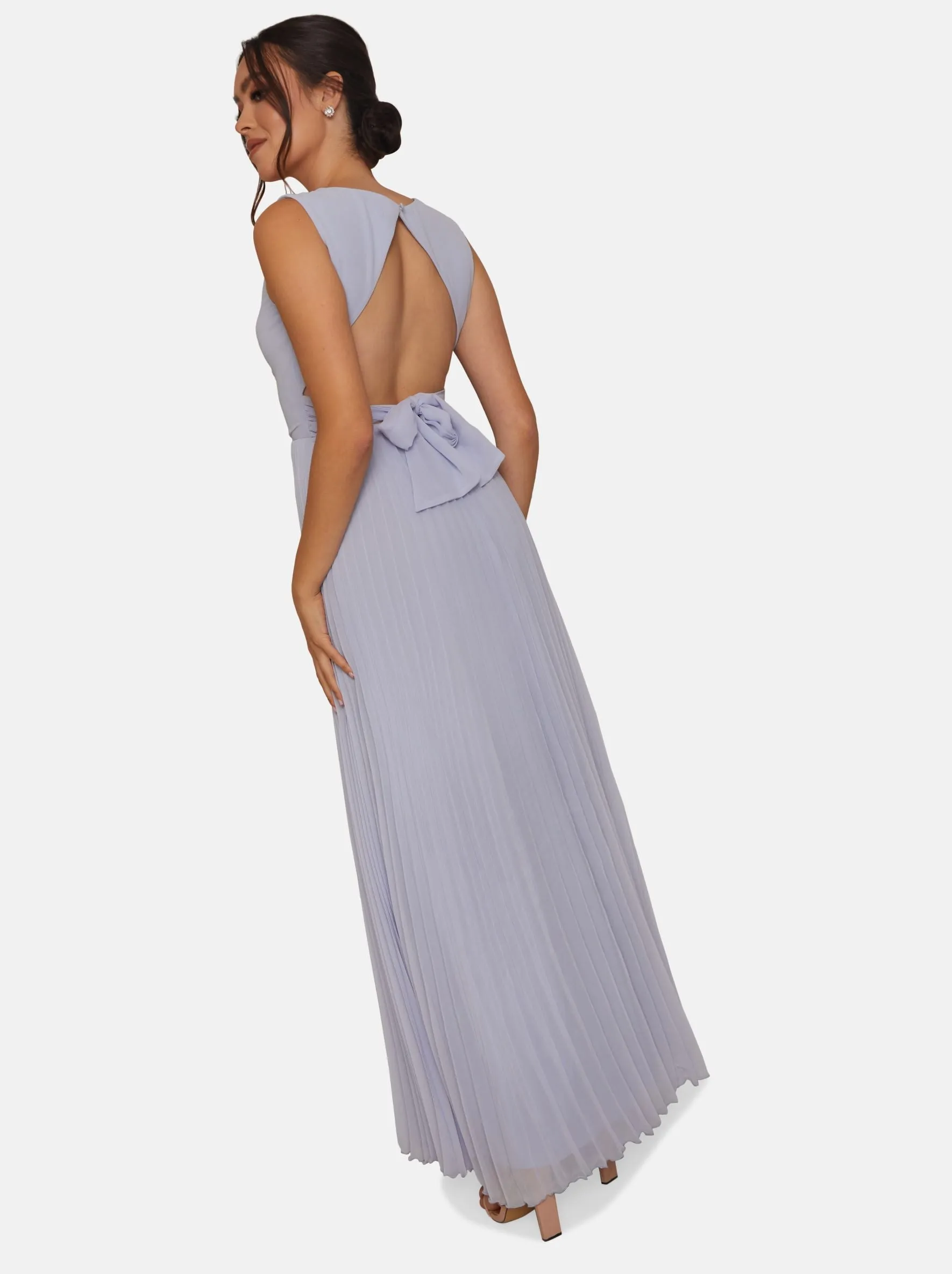 V Neck Pleated Maxi Dress in Blue sold by Chi Chi London product image thumbnail 5