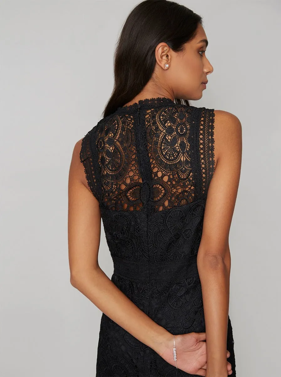 Premium Lace Overlay Bodycon Midi Dress in Black sold by Chi Chi London product image thumbnail 2