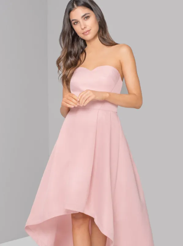 Bandeau Dip Hem Midi Dress in Pink sold by Chi Chi London