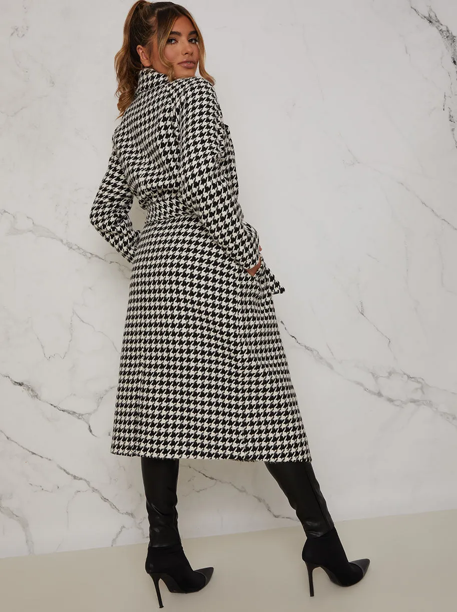 Tie Waist Dogtooth Coat in Monochrome sold by Chi Chi London product image thumbnail 3