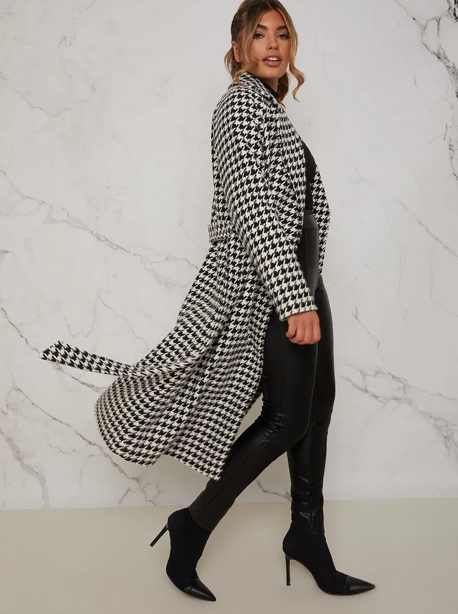 Tie Waist Dogtooth Coat in Monochrome sold by Chi Chi London product image thumbnail 2