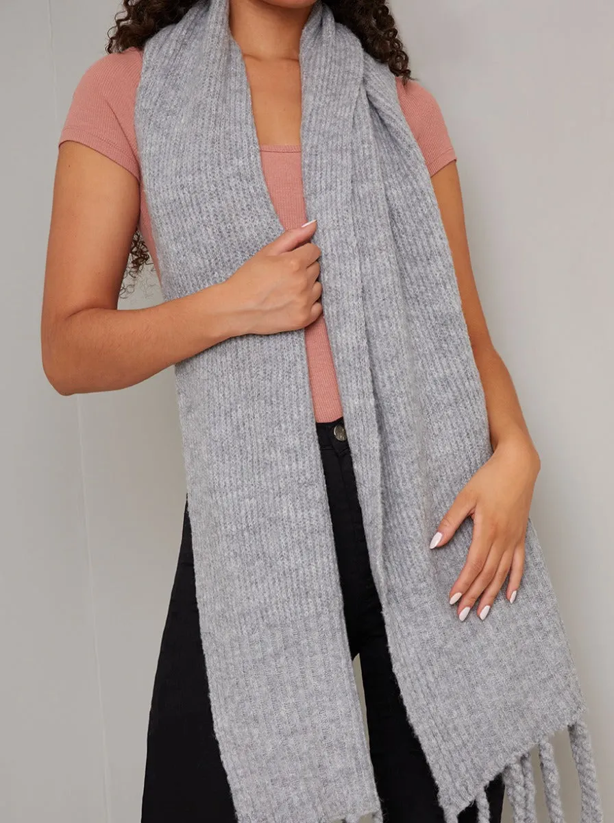 Soft Knit Tassle Scarf in Grey sold by Chi Chi London product image thumbnail 2
