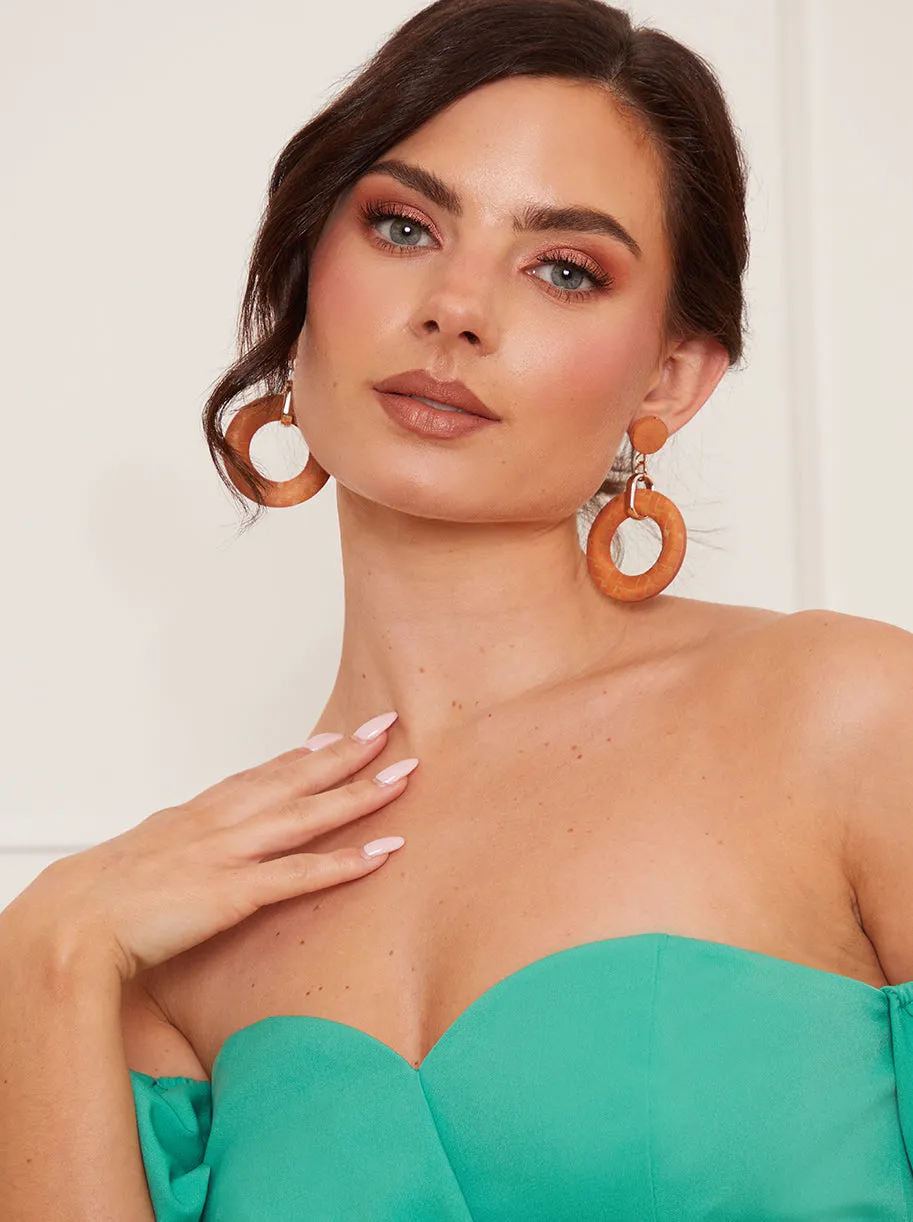 Statement Drop Earrings in Brown sold by Chi Chi London