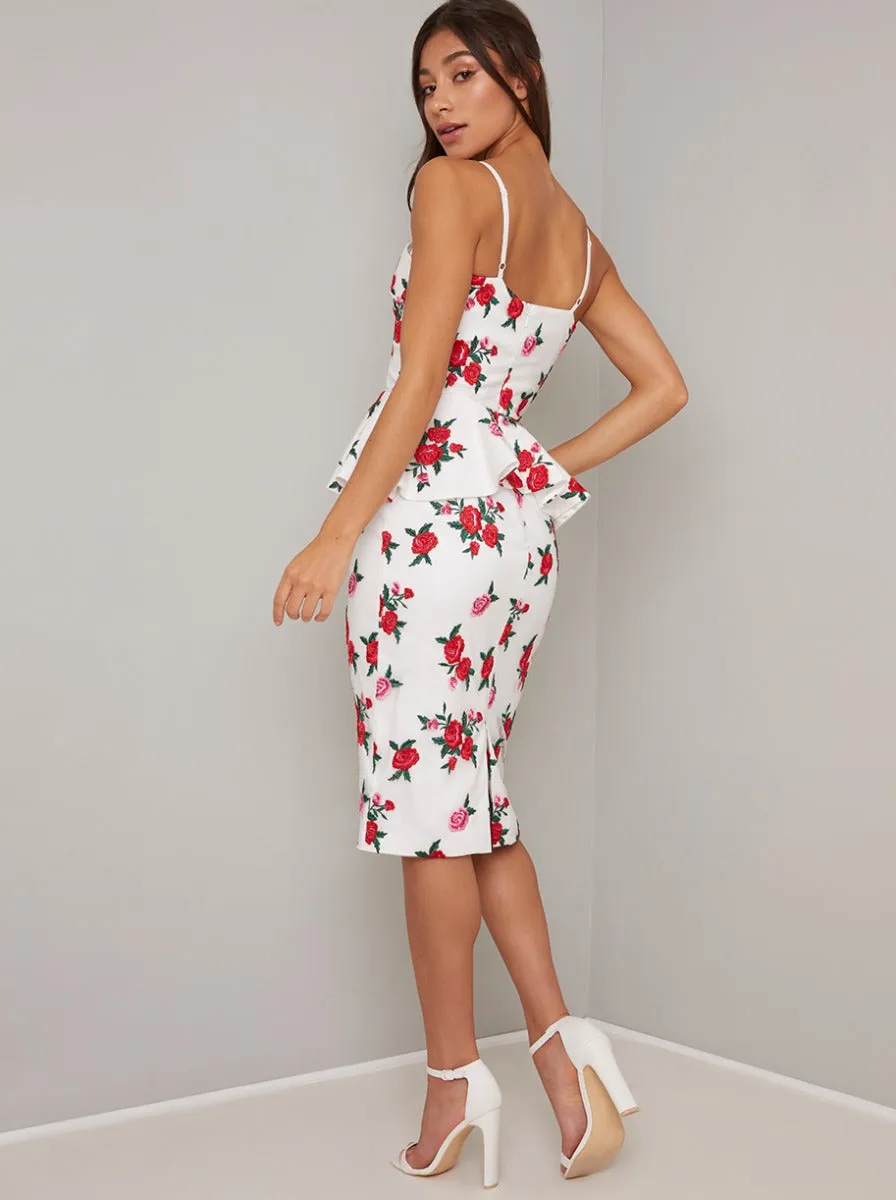 Cami Strap Peplum Bodycon Dress in White sold by Chi Chi London product image thumbnail 4