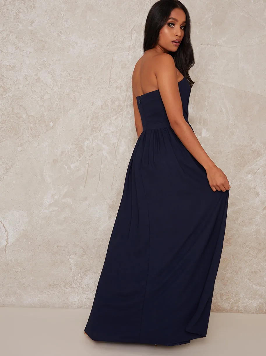 Petite Strapless Chiffon Maxi Evening Dress in Blue sold by Chi Chi London product image thumbnail 3