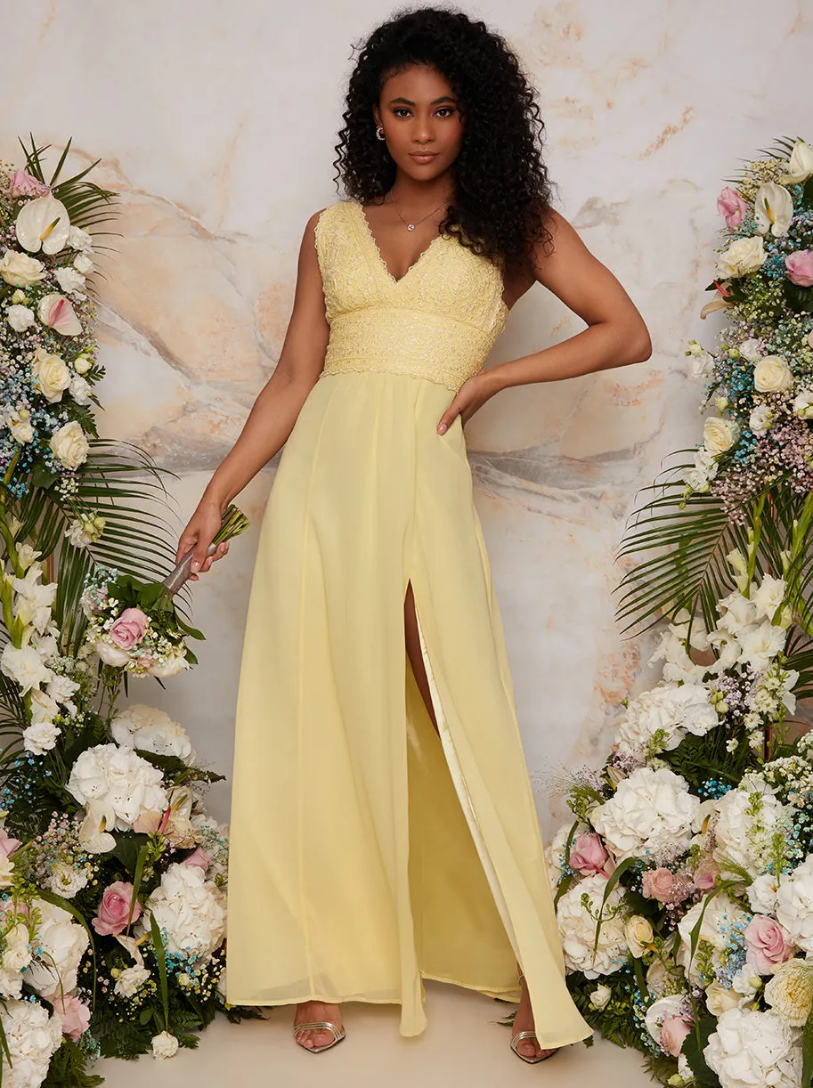 Crochet Maxi Dress in Yellow sold by Chi Chi London product image thumbnail 2