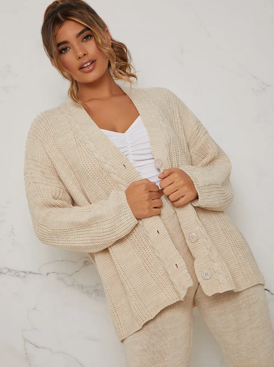 Knitted Cardigan Loungewear Set in Beige sold by Chi Chi London product image thumbnail 4