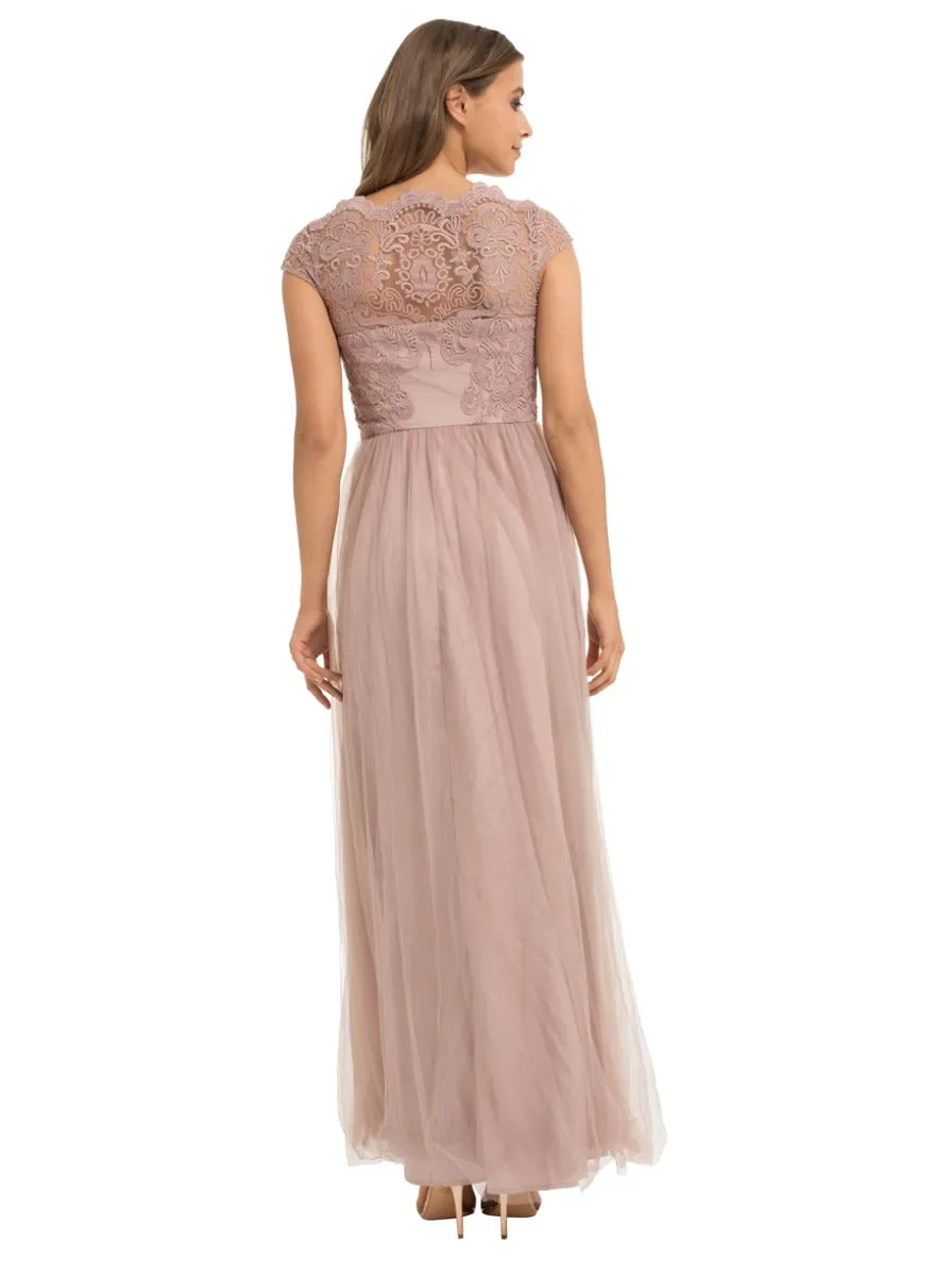 Cap Sleeve Embroidered Maxi Dress In Pink sold by Chi Chi London product image thumbnail 3