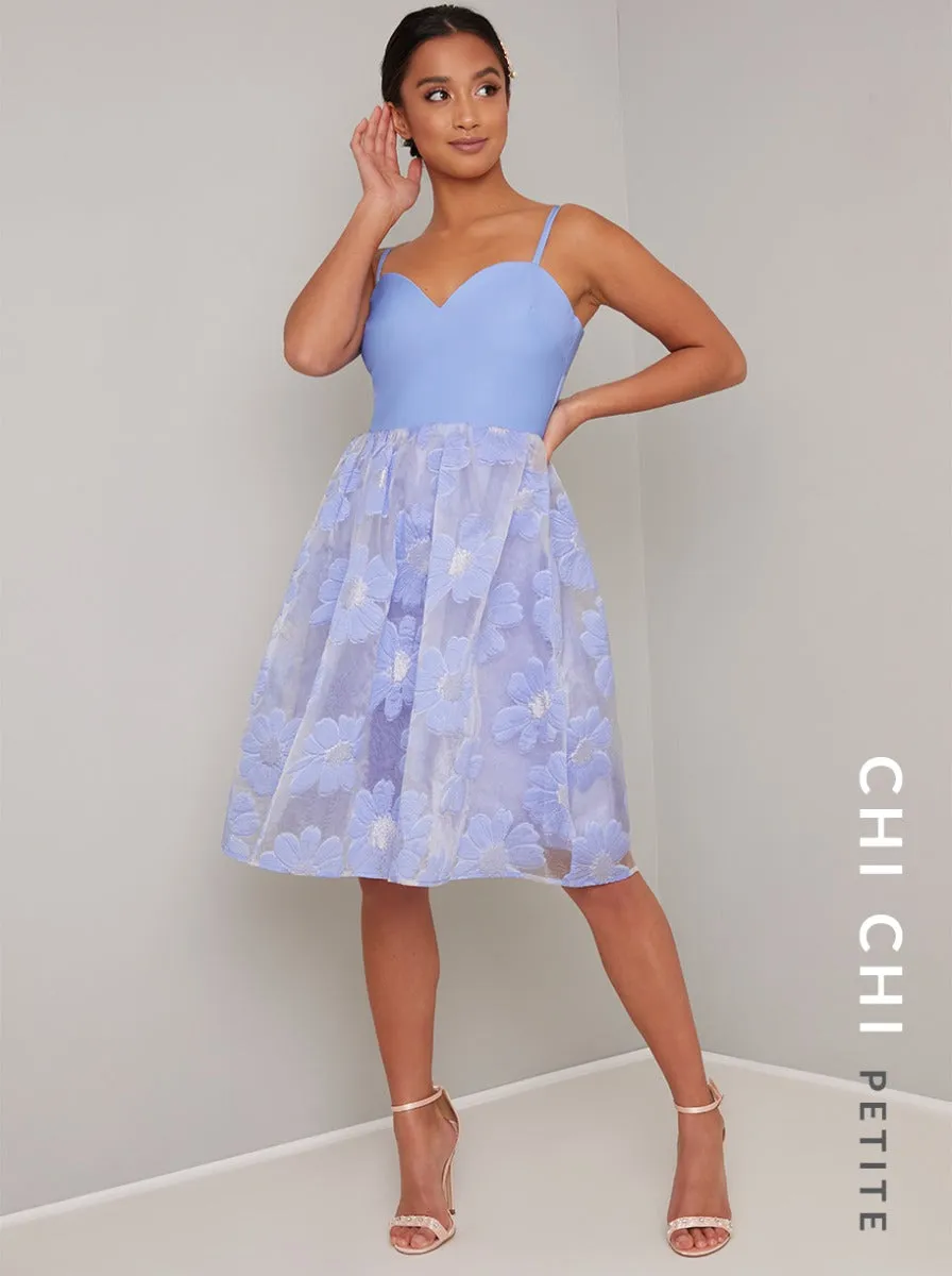 Petite Cami Strap Lace Embroidered Midi Dress in Blue sold by Chi Chi London product image thumbnail 2