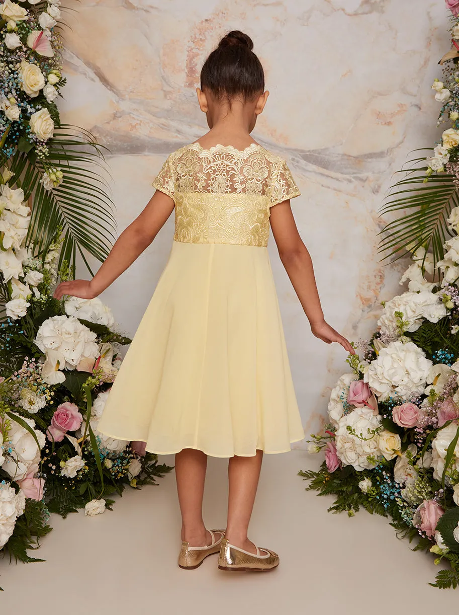 Girls Lace Bodice Flower Girls Dress in Lemon sold by Chi Chi London product image thumbnail 2