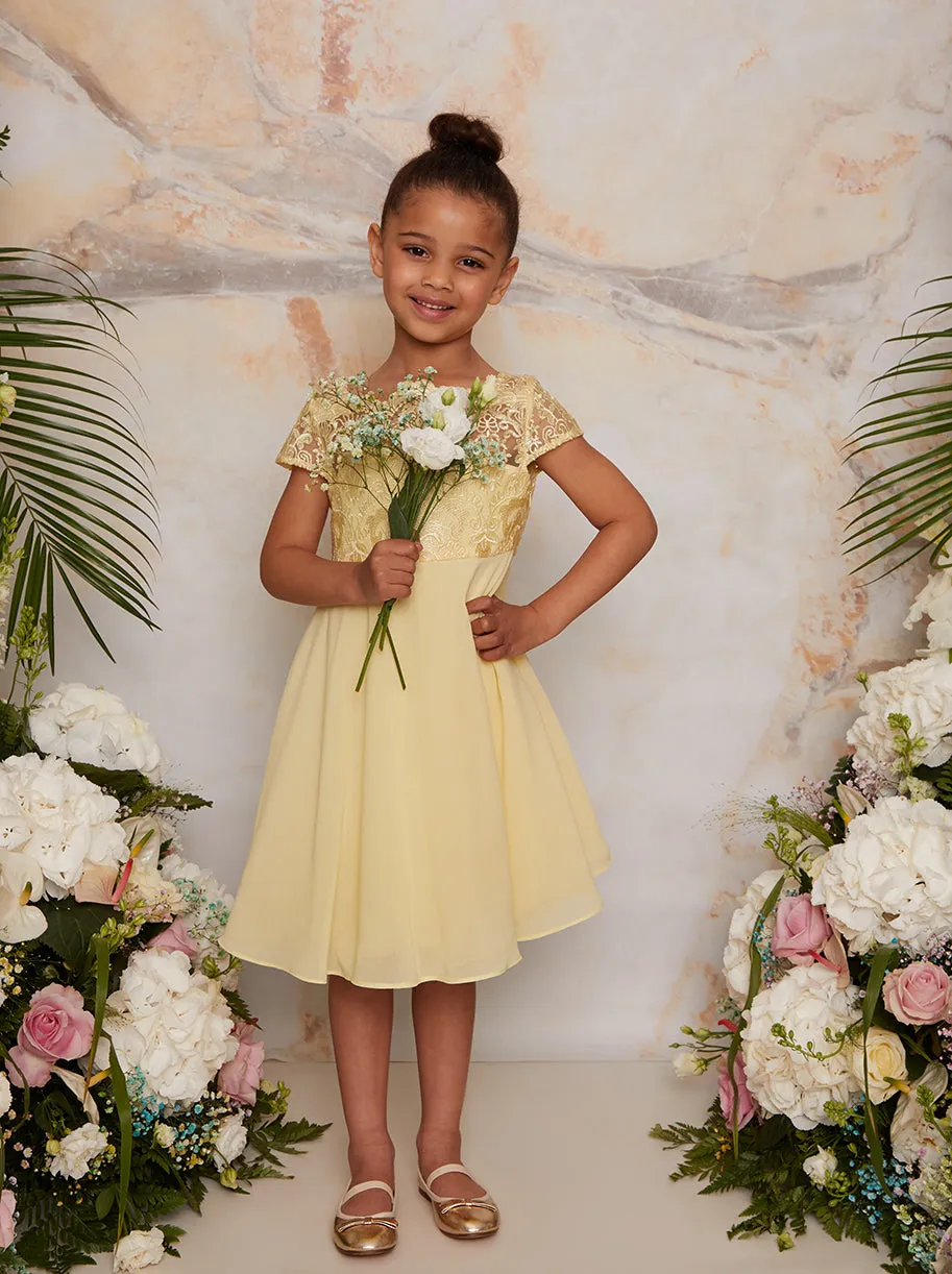 Girls Lace Bodice Flower Girls Dress in Lemon sold by Chi Chi London product image thumbnail 4
