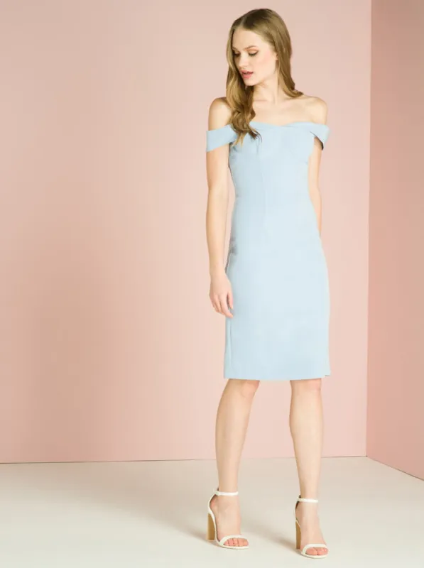 Bardot Bodycon Midi Dress In Blue sold by Chi Chi London