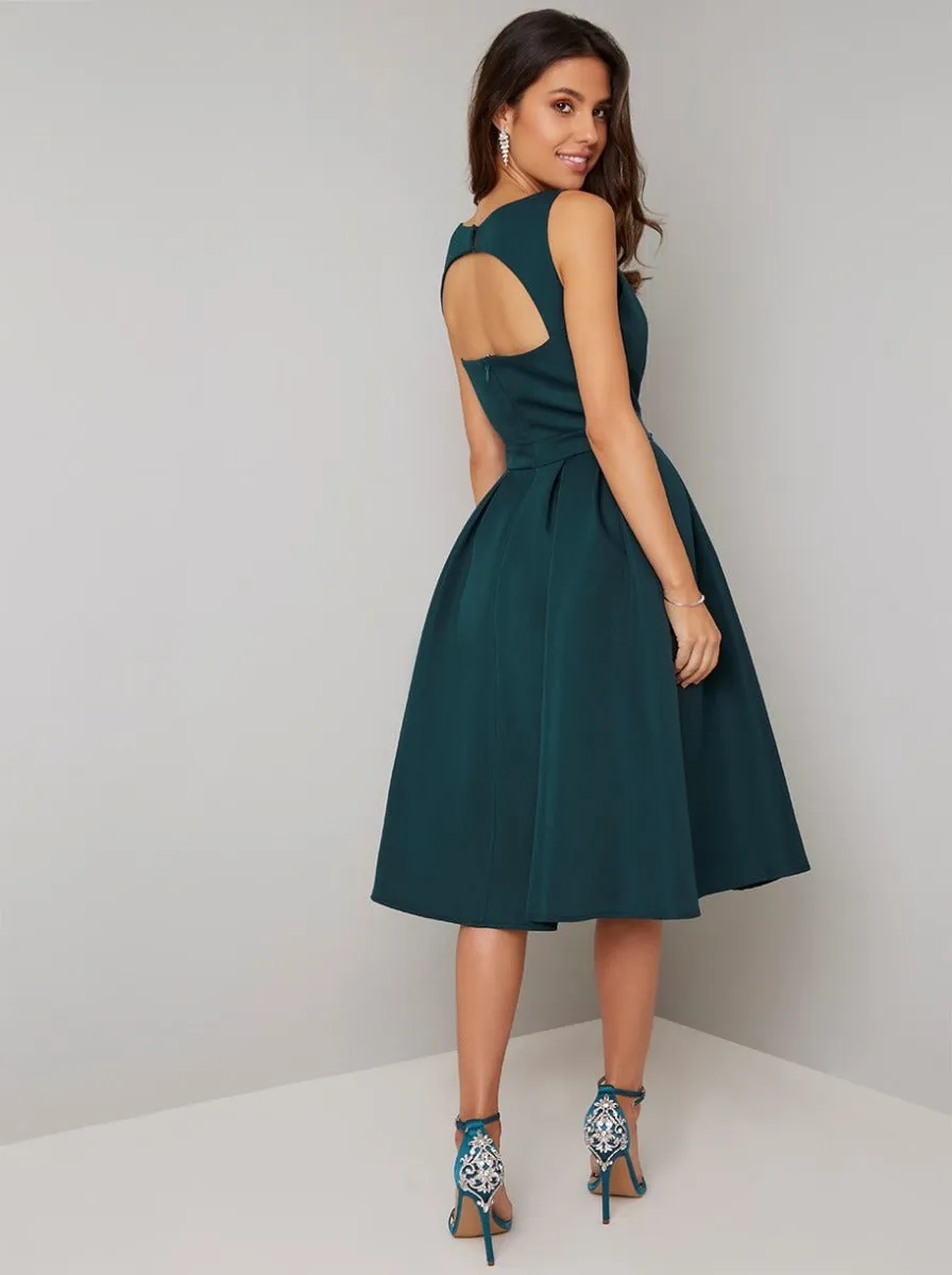 Sleeveless Open Back Midi Dress in Green sold by Chi Chi London product image thumbnail 4