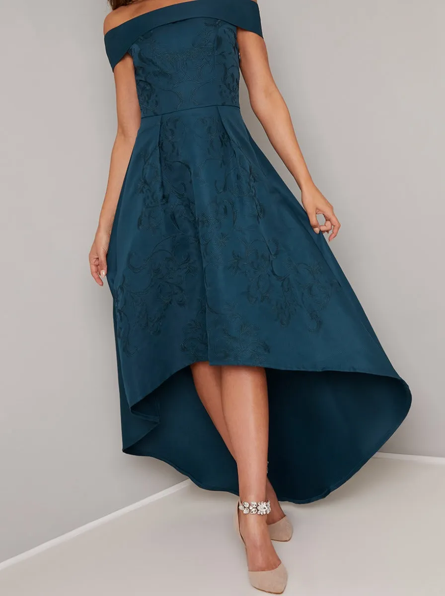 Bardot Printed Midi Dip Hem Dress in Green sold by Chi Chi London product image thumbnail 2