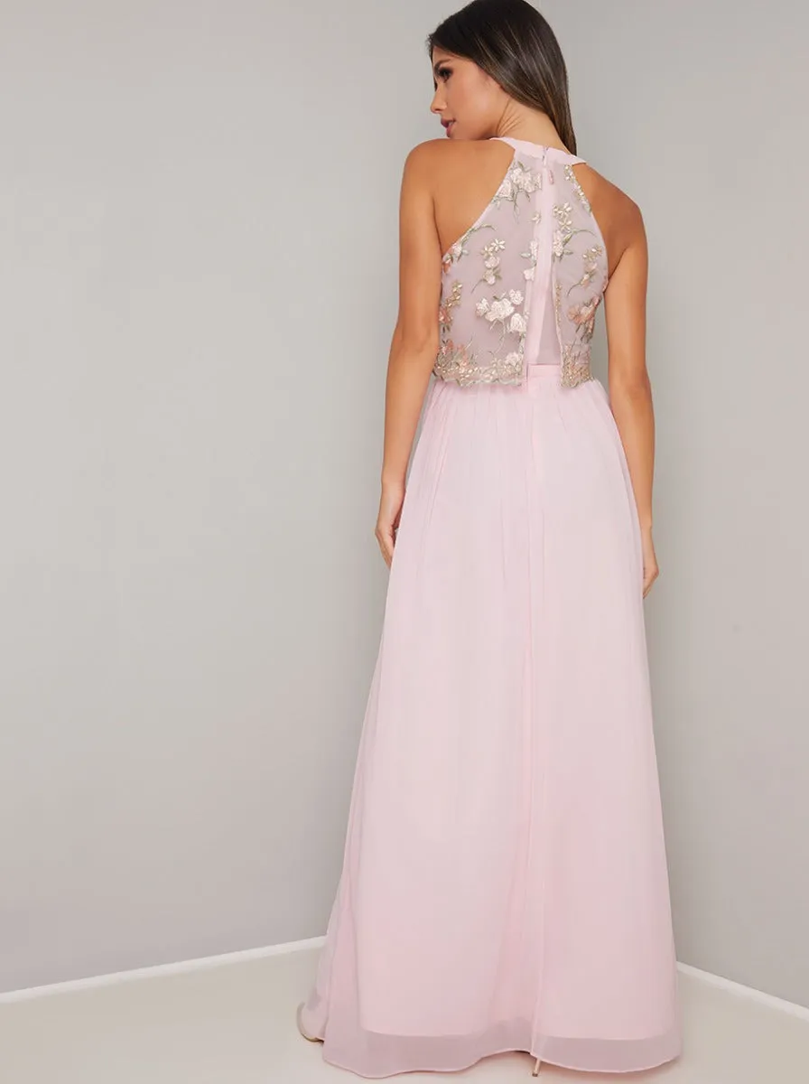 Lace Overlay Bodice Maxi Dress In Pink sold by Chi Chi London product image thumbnail 4