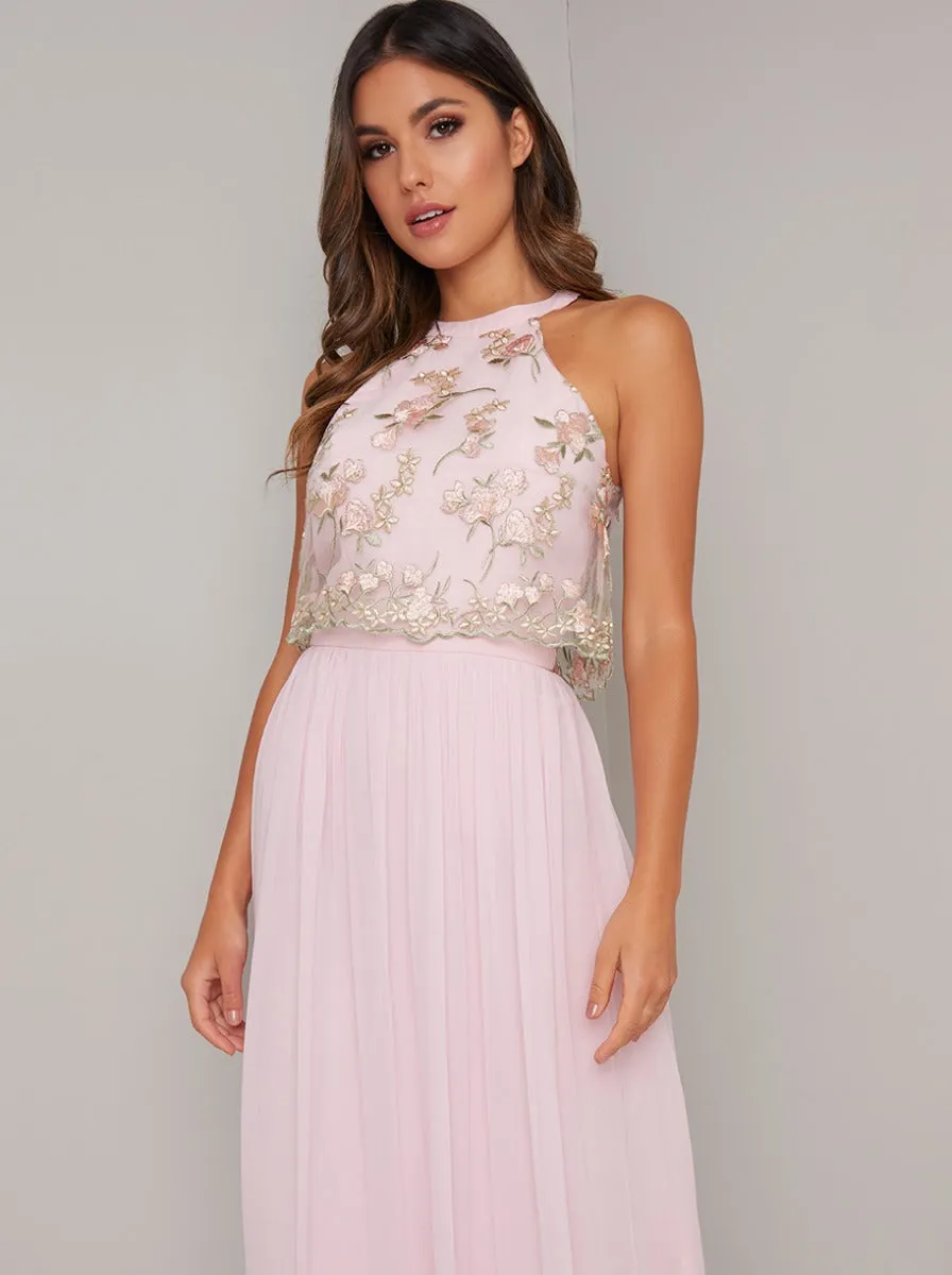 Lace Overlay Bodice Maxi Dress In Pink sold by Chi Chi London product image thumbnail 2