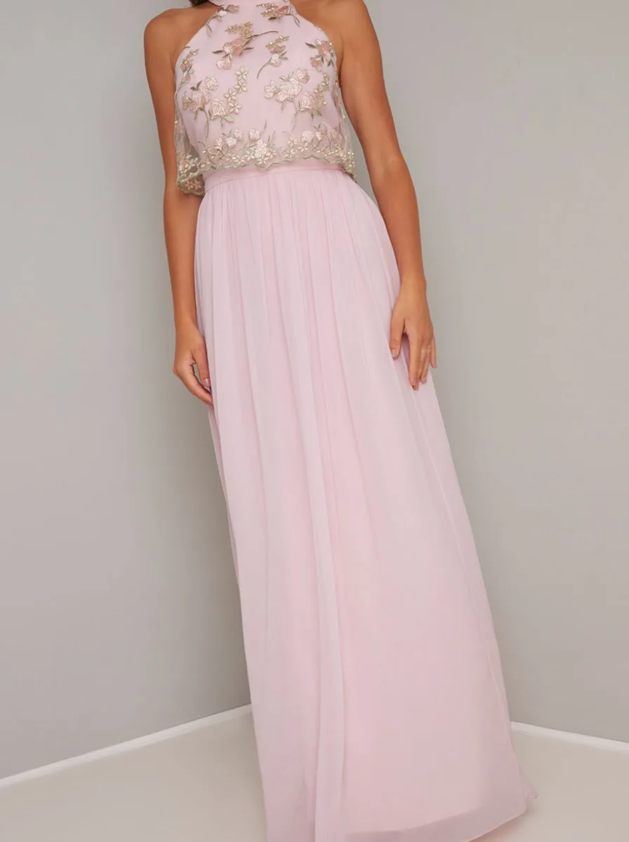 Lace Overlay Bodice Maxi Dress In Pink sold by Chi Chi London product image thumbnail 3