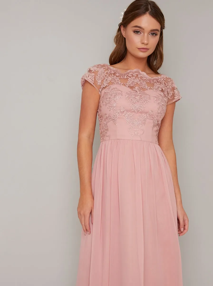 Tall Embroidered Midi Dress in Rose Gold sold by Chi Chi London product image thumbnail 3