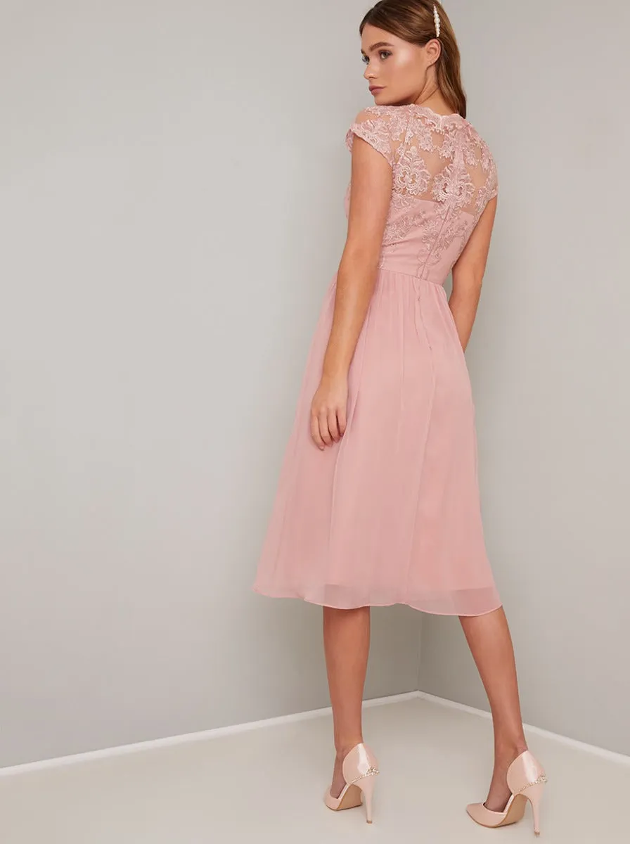 Tall Embroidered Midi Dress in Rose Gold sold by Chi Chi London product image thumbnail 4