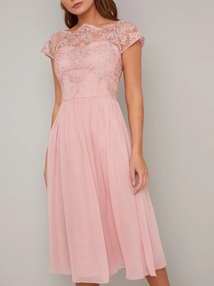 Tall Embroidered Midi Dress in Rose Gold sold by Chi Chi London product image thumbnail 2