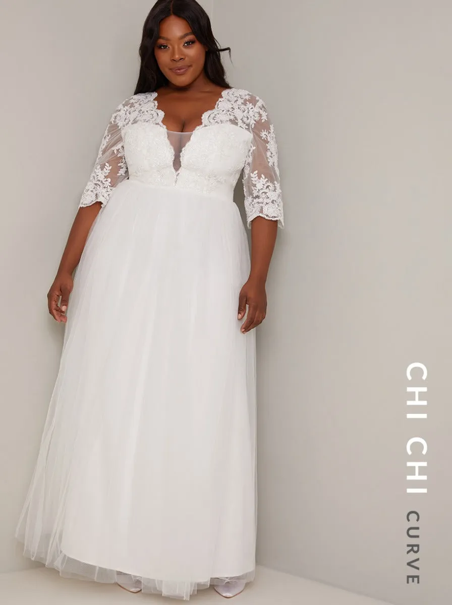 Bridal Maxi Skirt Embroidered Wedding Dress in White sold by Chi Chi London product image thumbnail 2