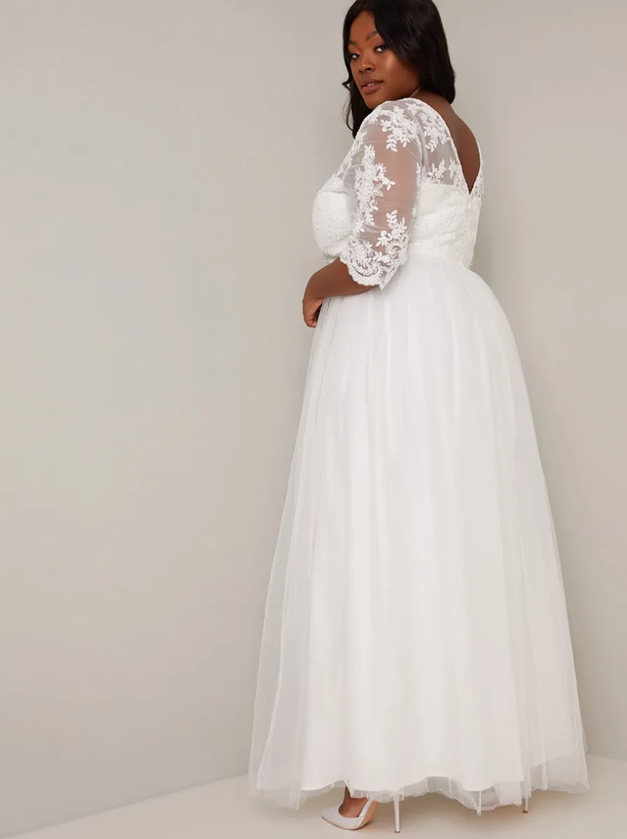 Bridal Maxi Skirt Embroidered Wedding Dress in White sold by Chi Chi London product image thumbnail 4