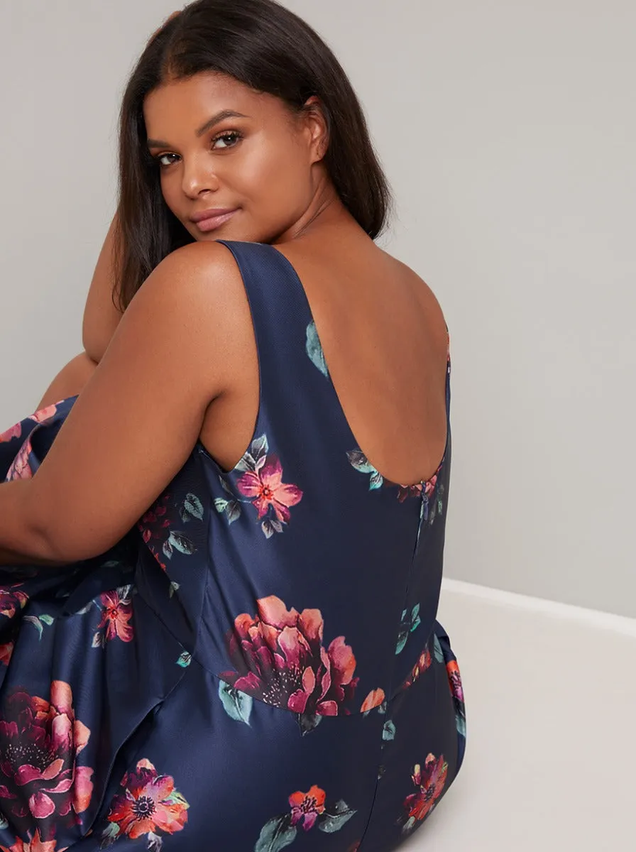 Plus Size Print Scoop Back Midi Dress in Blue sold by Chi Chi London product image thumbnail 2